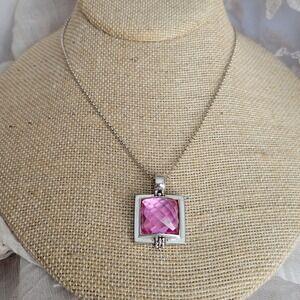 Michael Dawkins Sterling Silver Pink Sapphire Pendant Necklace